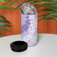 Hawaii Aloha Plumeria Lei Lavender Palaka 4 in 1 Can Cooler Tumbler - Polynesian Pride