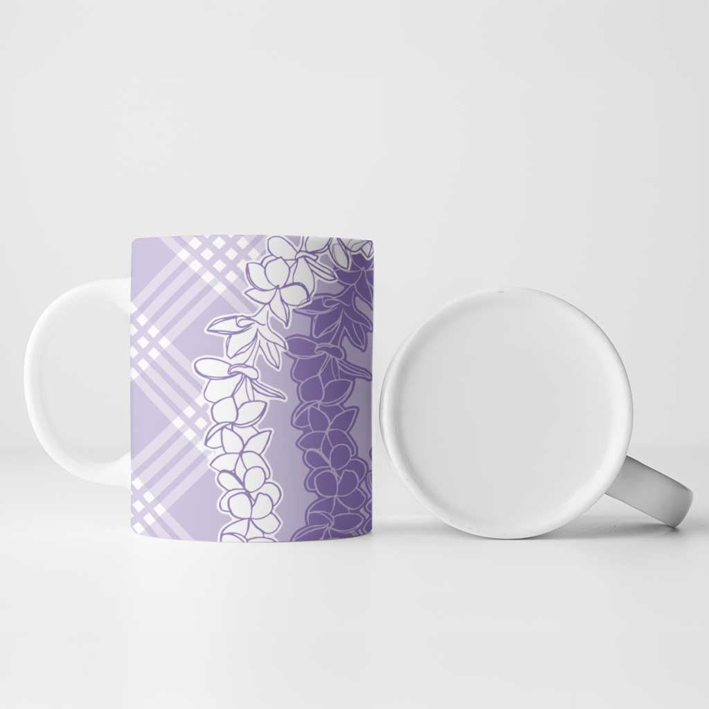 Hawaii Aloha Plumeria Lei Lavender Palaka Ceramic Mug - Polynesian Pride