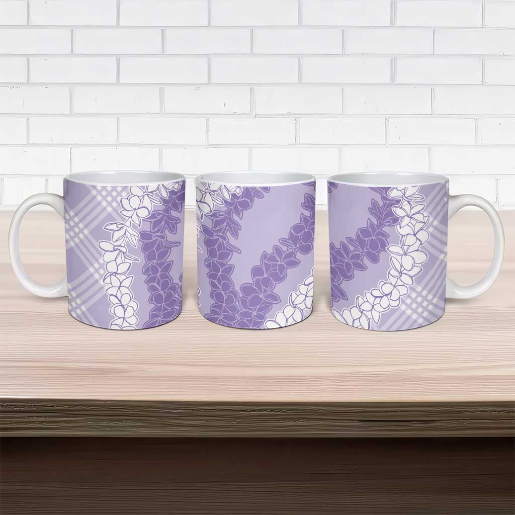Hawaii Aloha Plumeria Lei Lavender Palaka Ceramic Mug - Polynesian Pride