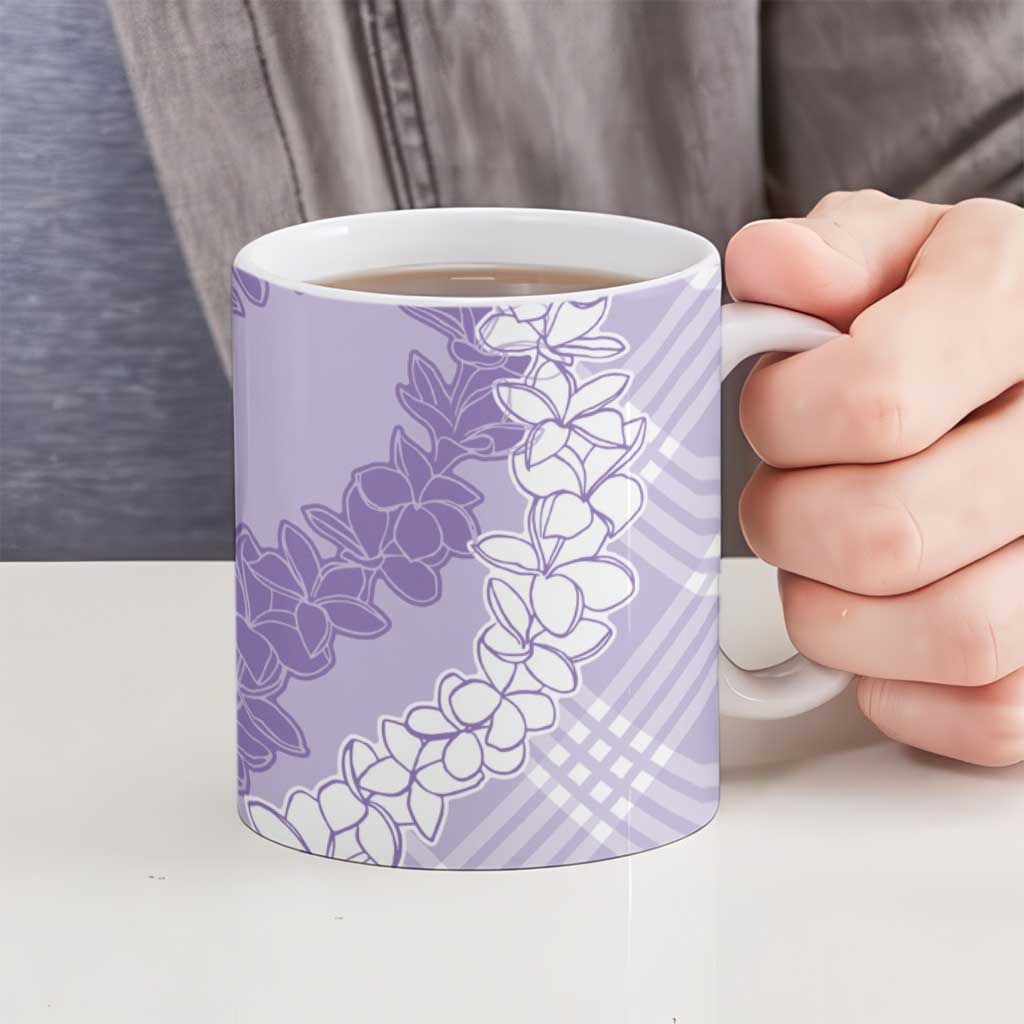 Hawaii Aloha Plumeria Lei Lavender Palaka Ceramic Mug - Polynesian Pride