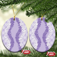 Hawaii Aloha Plumeria Lei Lavender Palaka Ceramic Ornament - Polynesian Pride