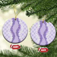 Hawaii Aloha Plumeria Lei Lavender Palaka Ceramic Ornament - Polynesian Pride