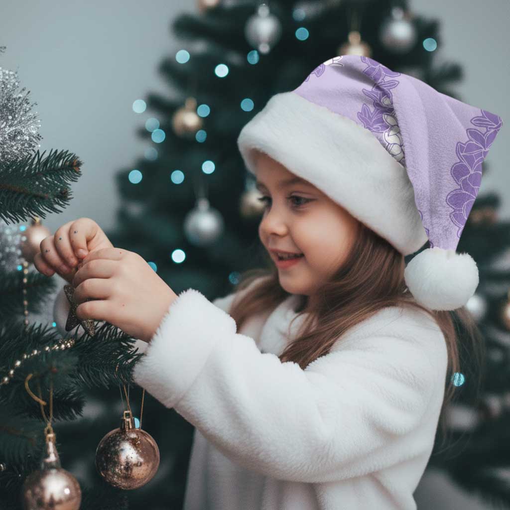 Hawaii Aloha Plumeria Lei Lavender Palaka Christmas Santa Hat - Polynesian Pride