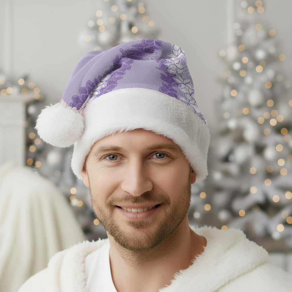 Hawaii Aloha Plumeria Lei Lavender Palaka Christmas Santa Hat - Polynesian Pride