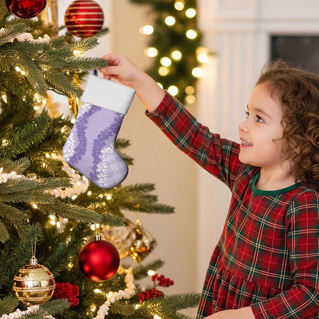 Hawaii Aloha Plumeria Lei Lavender Palaka Christmas Stocking - Polynesian Pride