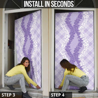 Hawaii Aloha Plumeria Lei Lavender Palaka Door Cover - Polynesian Pride
