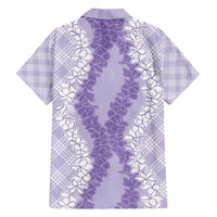Hawaii Aloha Plumeria Lei Lavender Palaka Family Matching Off Shoulder Maxi Dress and Hawaiian Shirt - Polynesian Pride