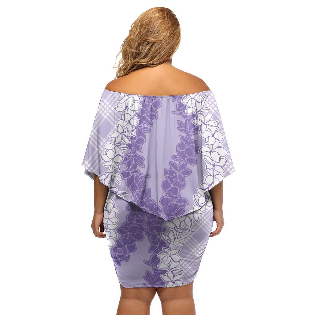 Hawaii Aloha Plumeria Lei Lavender Palaka Family Matching Off Shoulder Short Dress and Hawaiian Shirt - Polynesian Pride