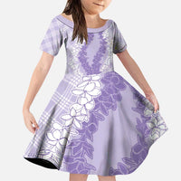 Hawaii Aloha Plumeria Lei Lavender Palaka Family Matching Puletasi and Hawaiian Shirt - Polynesian Pride
