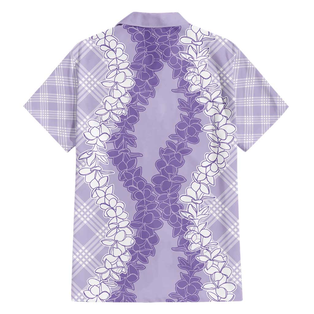 Hawaii Aloha Plumeria Lei Lavender Palaka Family Matching Short Sleeve Bodycon Dress and Hawaiian Shirt - Polynesian Pride