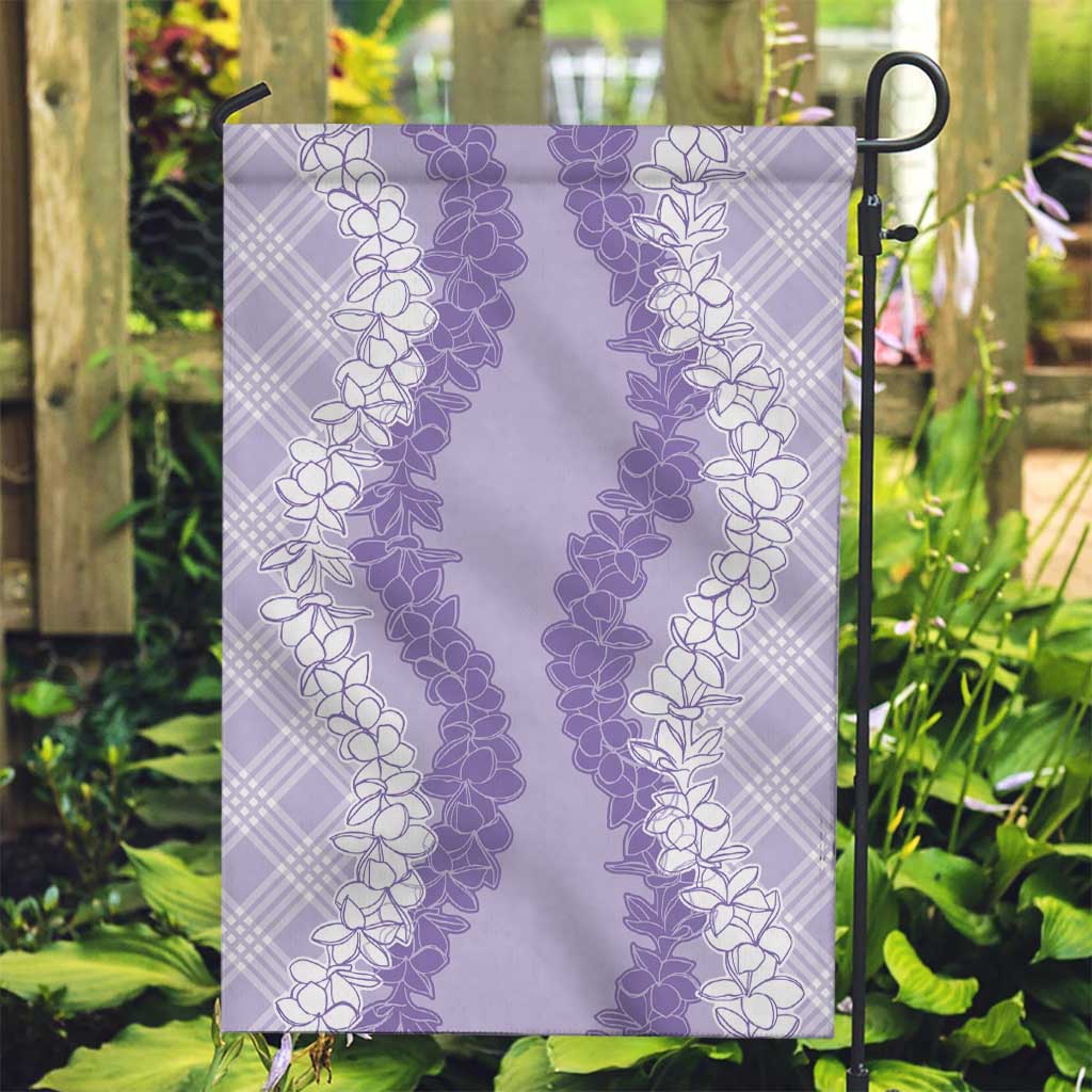 Hawaii Aloha Plumeria Lei Lavender Palaka Garden Flag - Polynesian Pride
