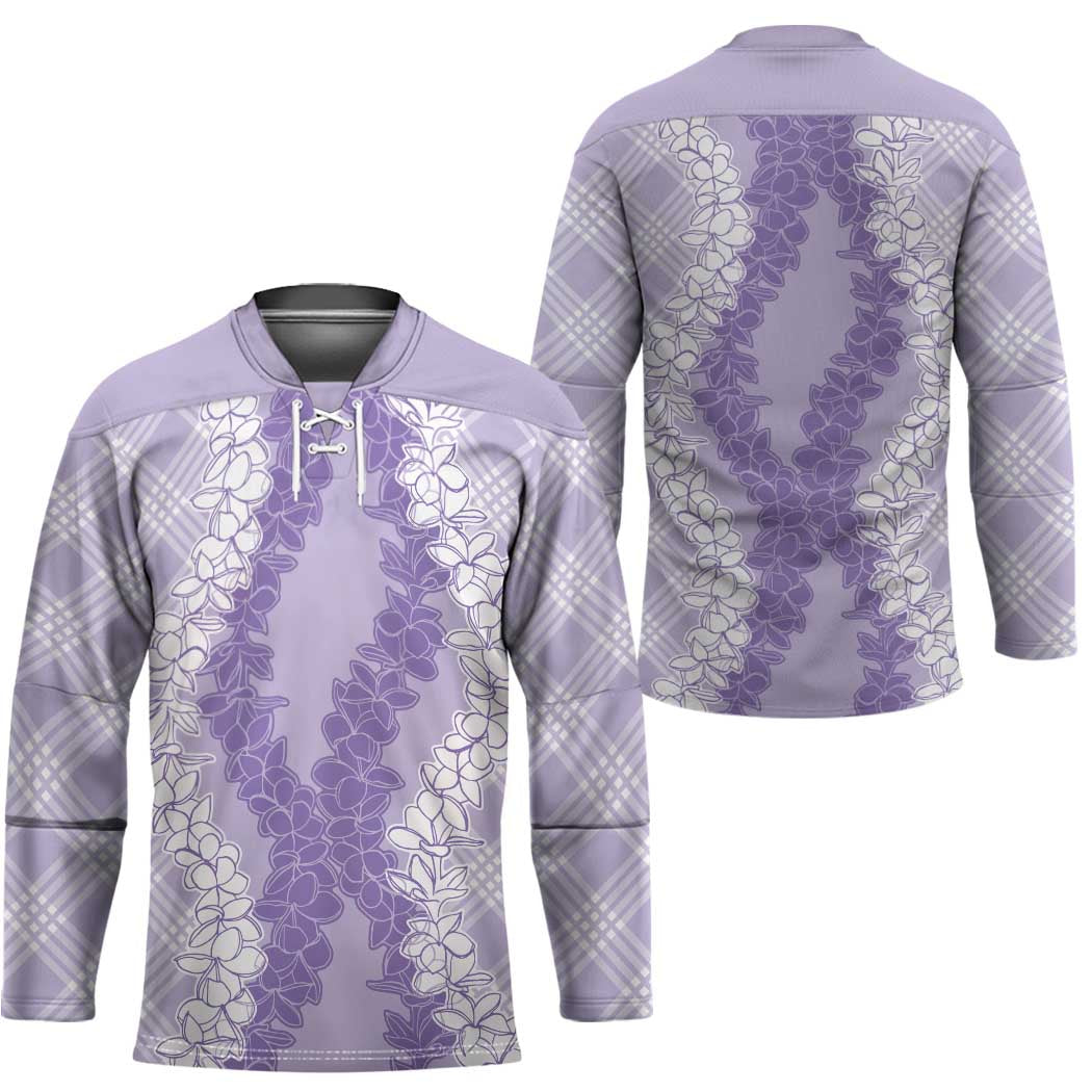 Hawaii Aloha Plumeria Lei Lavender Palaka Hockey Jersey - Polynesian Pride