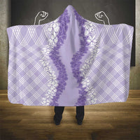 Hawaii Aloha Plumeria Lei Lavender Palaka Hooded Blanket - Polynesian Pride