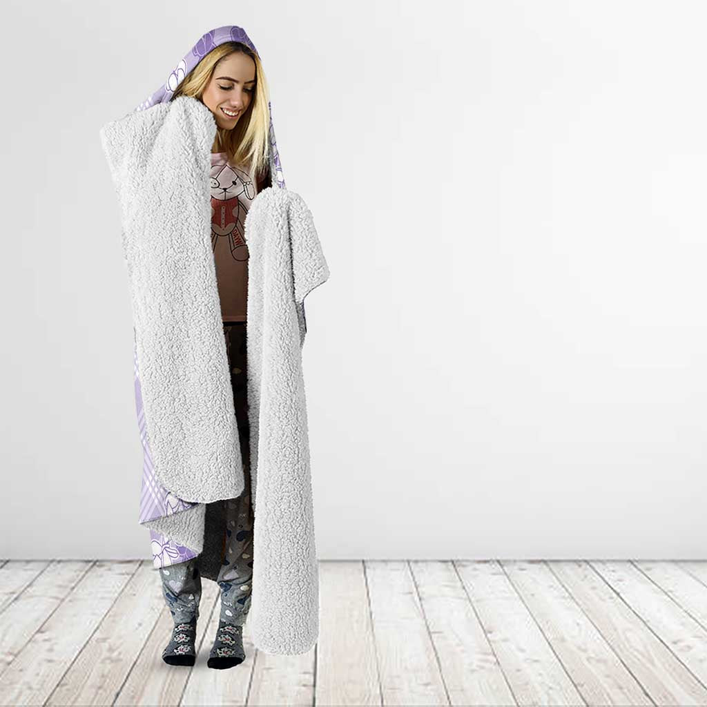 Hawaii Aloha Plumeria Lei Lavender Palaka Hooded Blanket - Polynesian Pride