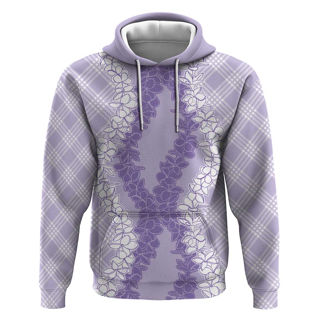 Hawaii Aloha Plumeria Lei Lavender Palaka Hoodie - Polynesian Pride