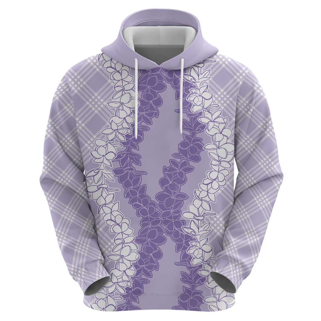 Hawaii Aloha Plumeria Lei Lavender Palaka Hoodie - Polynesian Pride