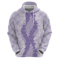 Hawaii Aloha Plumeria Lei Lavender Palaka Hoodie - Polynesian Pride
