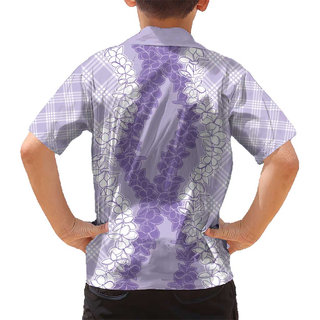 Hawaii Aloha Plumeria Lei Lavender Palaka Kid Hawaiian Shirt - Polynesian Pride