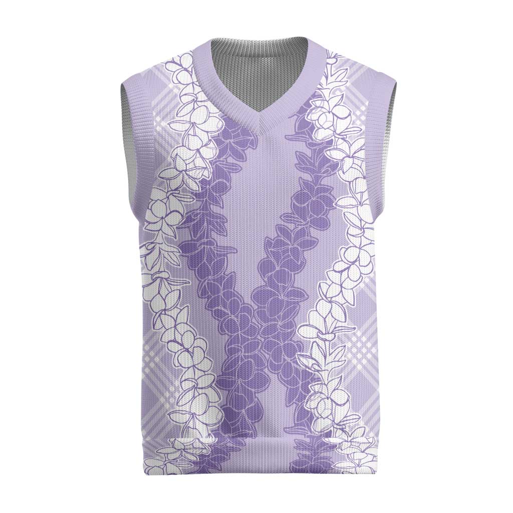 Hawaii Aloha Plumeria Lei Lavender Palaka Christmas Knitted V-Neck Vest LT7 Lavender - Polynesian Pride