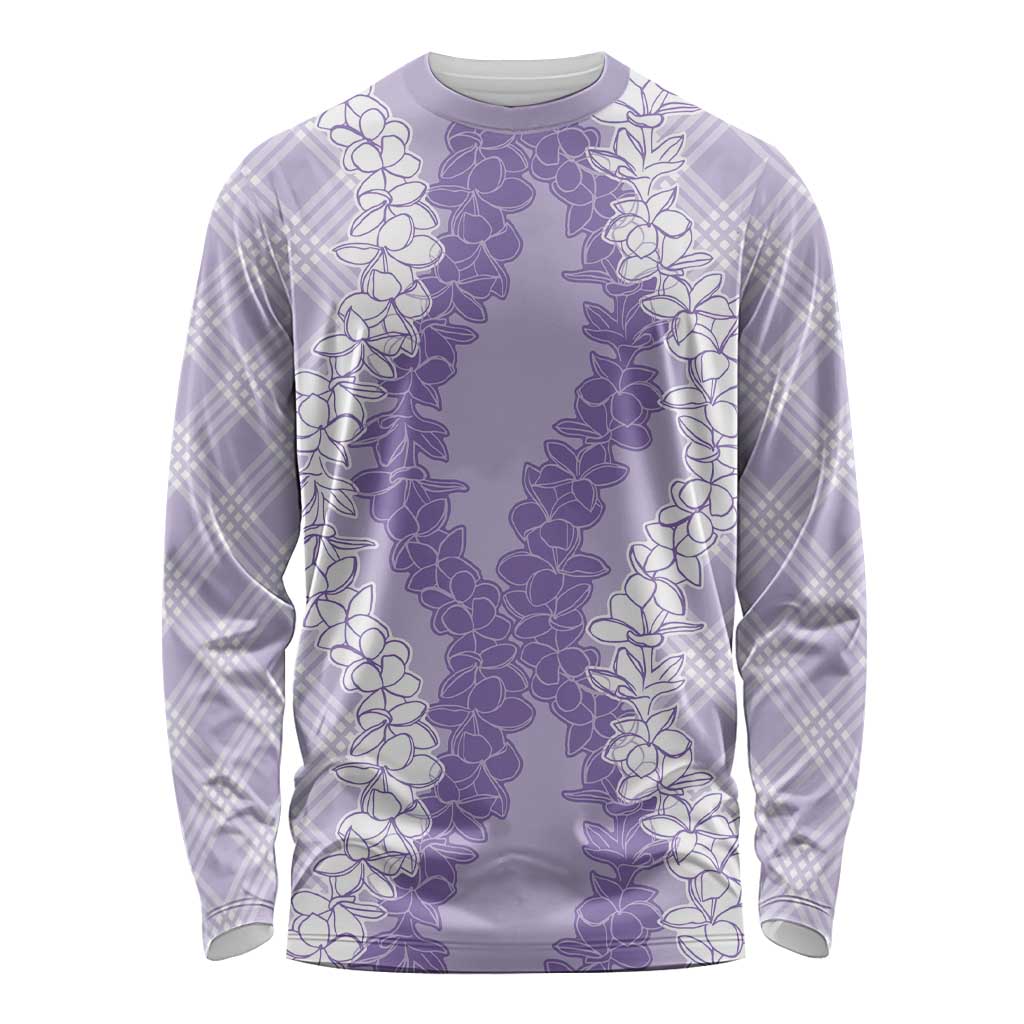 Hawaii Aloha Plumeria Lei Lavender Palaka Long Sleeve Shirt - Polynesian Pride