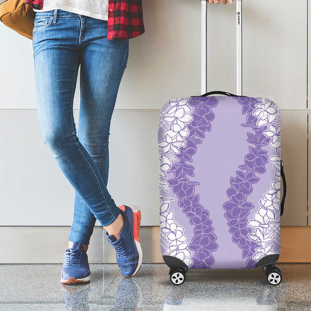 Hawaii Aloha Plumeria Lei Lavender Palaka Luggage Cover - Polynesian Pride