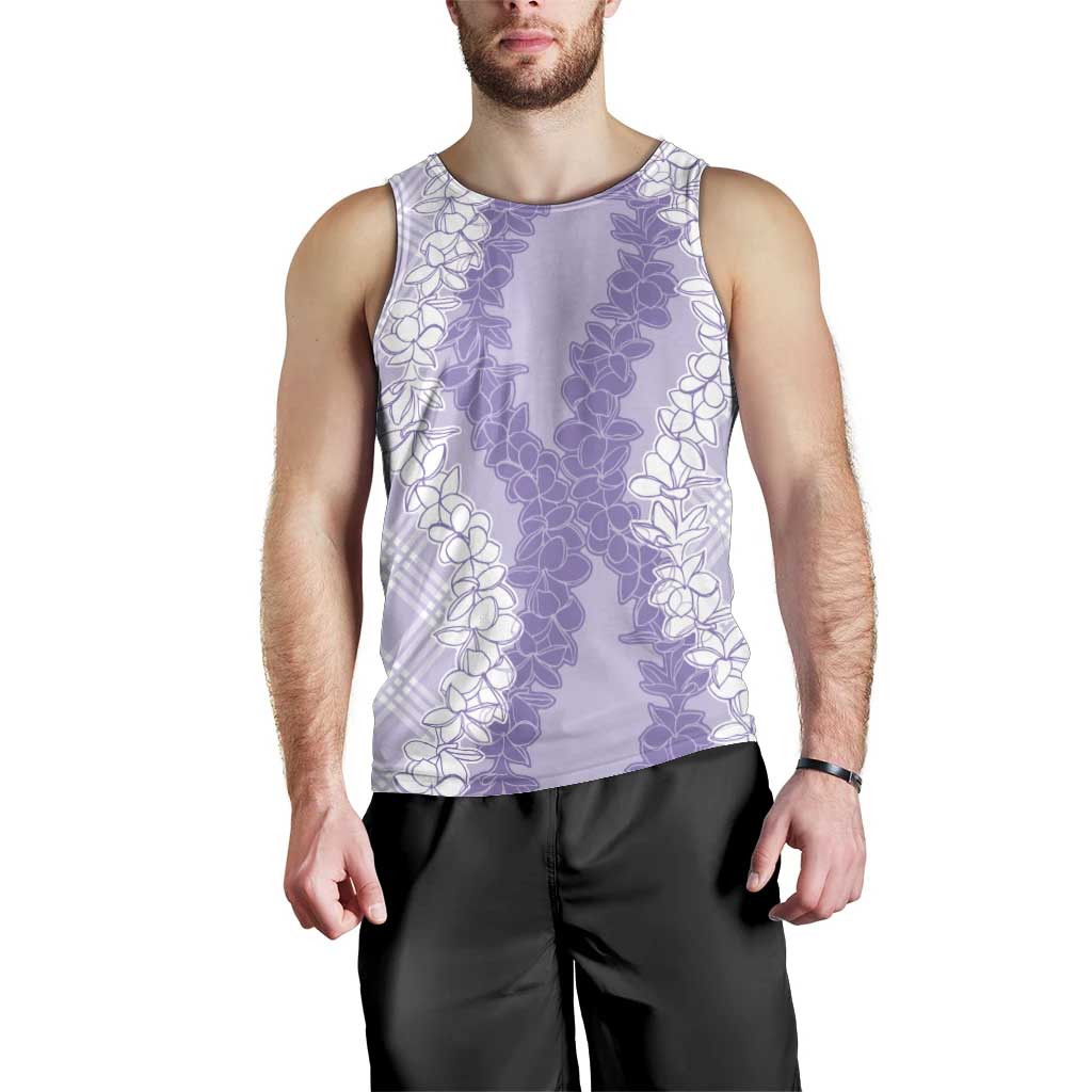Hawaii Aloha Plumeria Lei Lavender Palaka Men Tank Top - Polynesian Pride