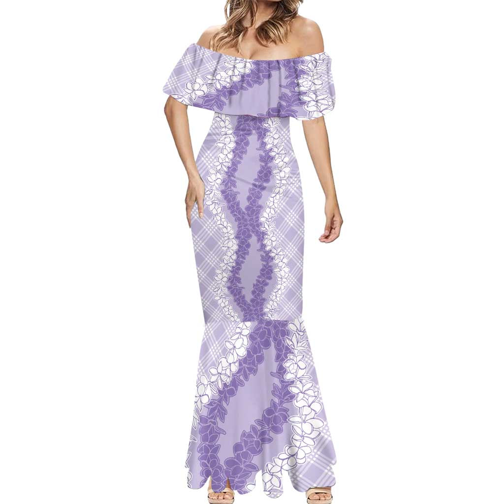 Hawaii Aloha Plumeria Lei Lavender Palaka Mermaid Dress - Polynesian Pride
