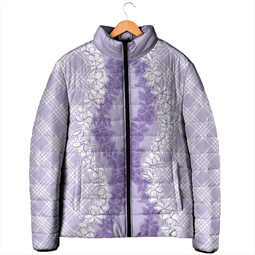 Hawaii Aloha Plumeria Lei Lavender Palaka Padded Jacket - Polynesian Pride