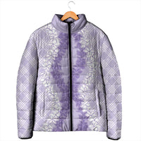 Hawaii Aloha Plumeria Lei Lavender Palaka Padded Jacket - Polynesian Pride