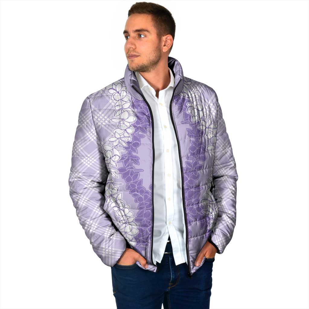 Hawaii Aloha Plumeria Lei Lavender Palaka Padded Jacket - Polynesian Pride