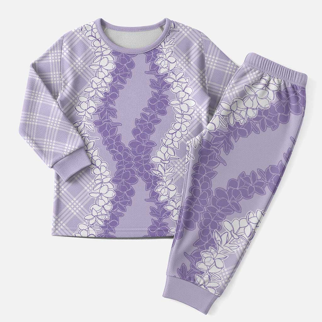 Hawaii Aloha Plumeria Lei Lavender Palaka Christmas Pajama Set LT7 Men Lavender - Polynesian Pride