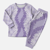Hawaii Aloha Plumeria Lei Lavender Palaka Christmas Pajama Set LT7 Men Lavender - Polynesian Pride