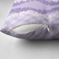 Hawaii Aloha Plumeria Lei Lavender Palaka Pillow Cover - Polynesian Pride