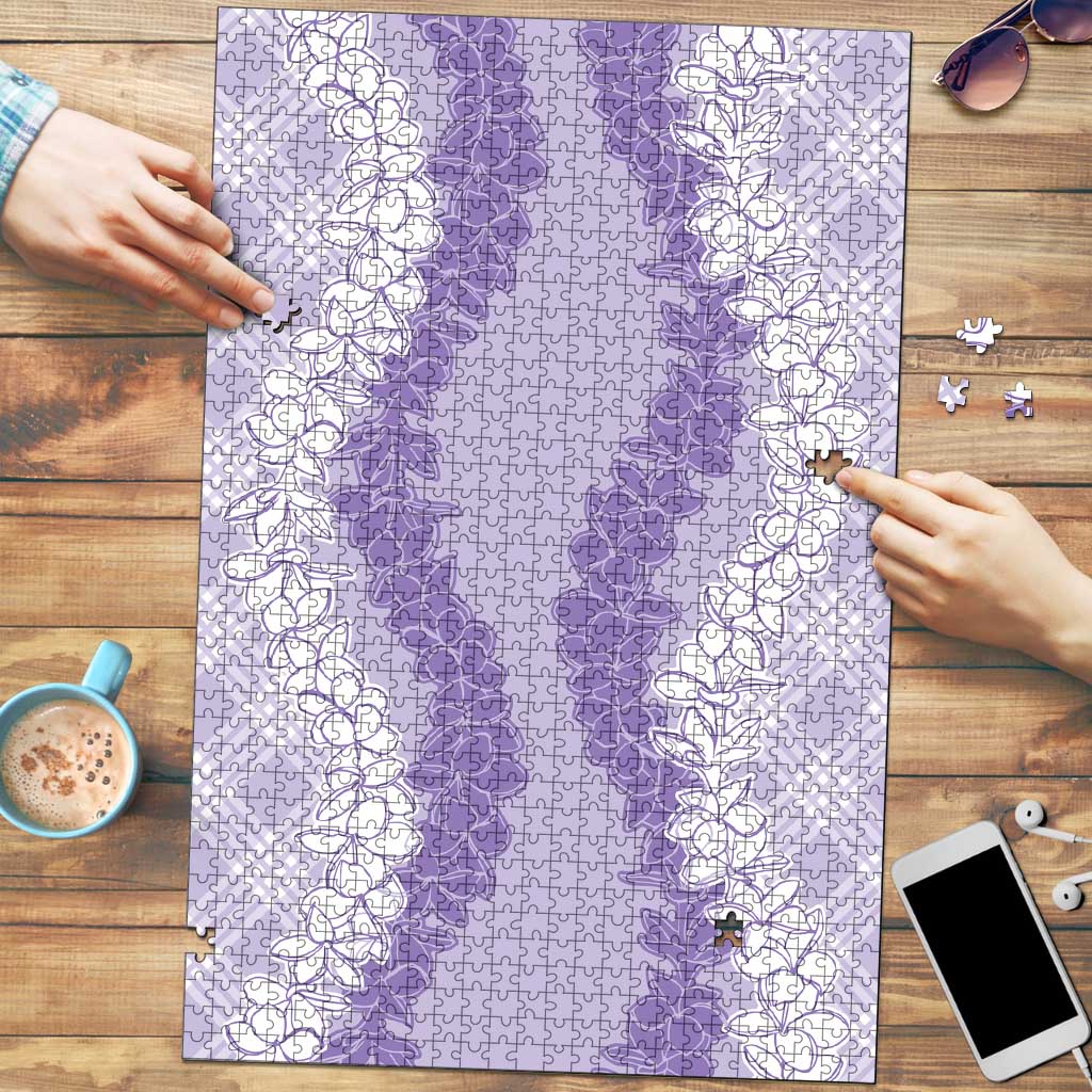 Hawaii Aloha Plumeria Lei Lavender Palaka Puzzle - Polynesian Pride