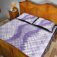 Hawaii Aloha Plumeria Lei Lavender Palaka Quilt Bed Set - Polynesian Pride