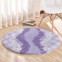 Hawaii Aloha Plumeria Lei Lavender Palaka Round Carpet - Polynesian Pride
