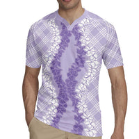 Hawaii Aloha Plumeria Lei Lavender Palaka Rugby Jersey - Polynesian Pride