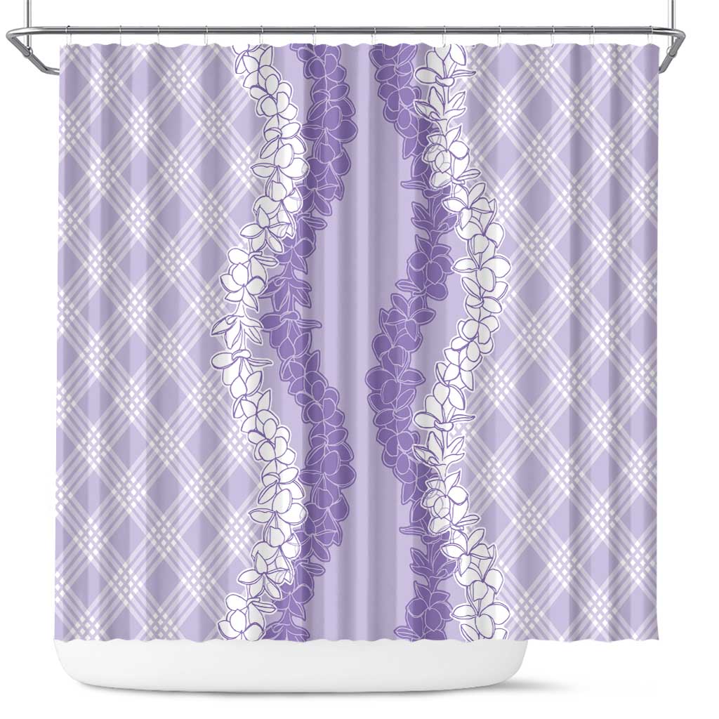 Hawaii Aloha Plumeria Lei Lavender Palaka Shower Curtain - Polynesian Pride
