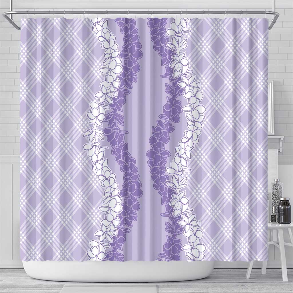 Hawaii Aloha Plumeria Lei Lavender Palaka Shower Curtain - Polynesian Pride
