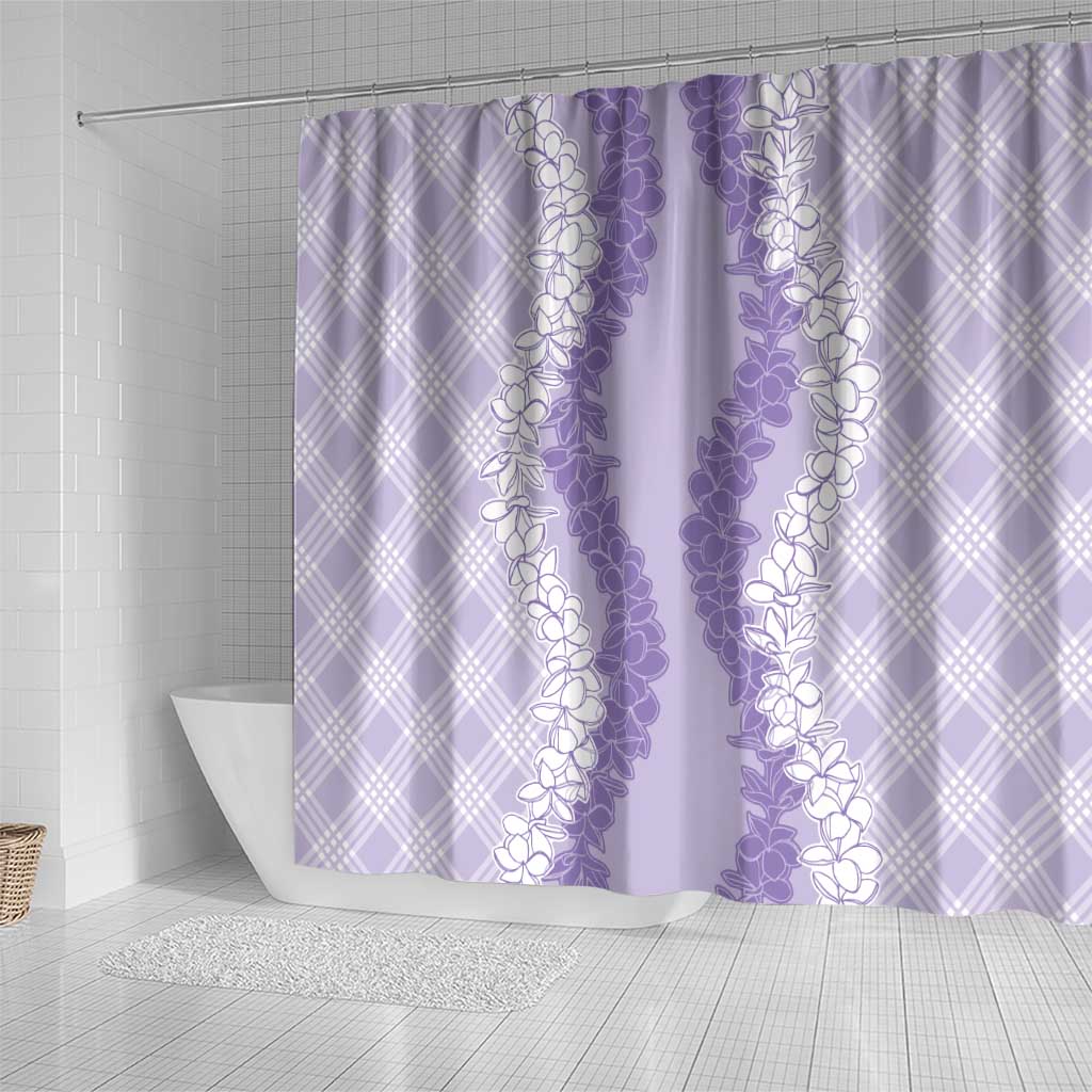 Hawaii Aloha Plumeria Lei Lavender Palaka Shower Curtain - Polynesian Pride
