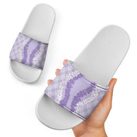 Hawaii Aloha Plumeria Lei Lavender Palaka Slide Sandals - Polynesian Pride