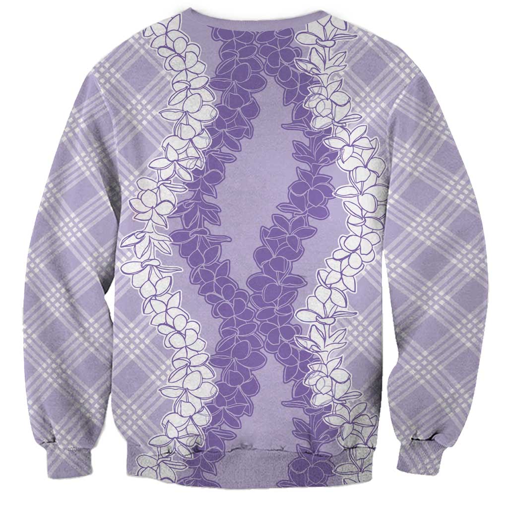 Hawaii Aloha Plumeria Lei Lavender Palaka Sweatshirt - Polynesian Pride