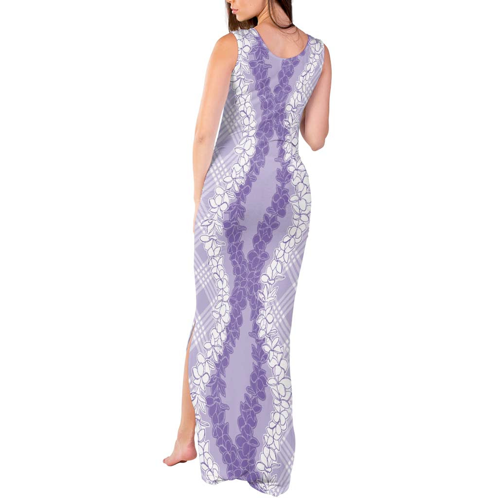 Hawaii Aloha Plumeria Lei Lavender Palaka Tank Maxi Dress - Polynesian Pride