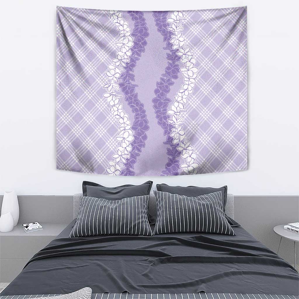 Hawaii Aloha Plumeria Lei Lavender Palaka Tapestry - Polynesian Pride