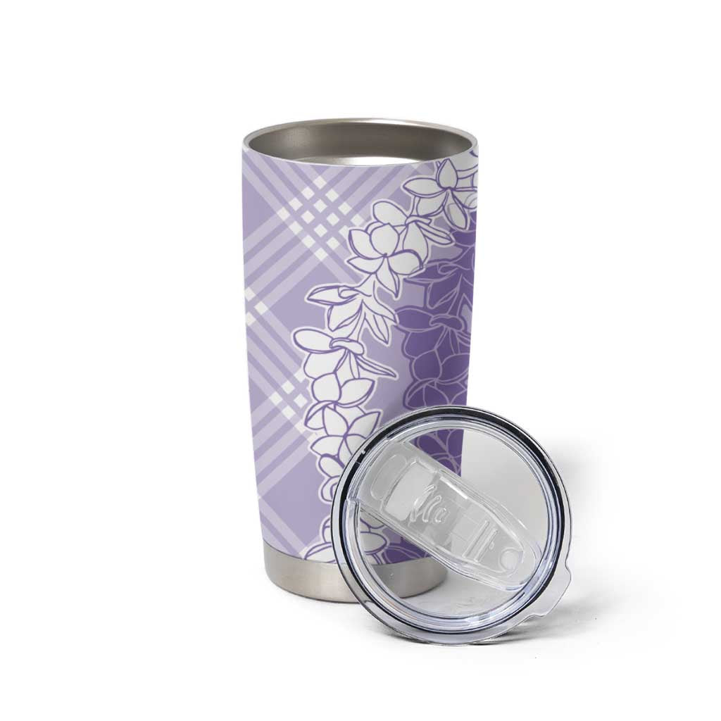 Hawaii Aloha Plumeria Lei Lavender Palaka Tumbler Cup - Polynesian Pride