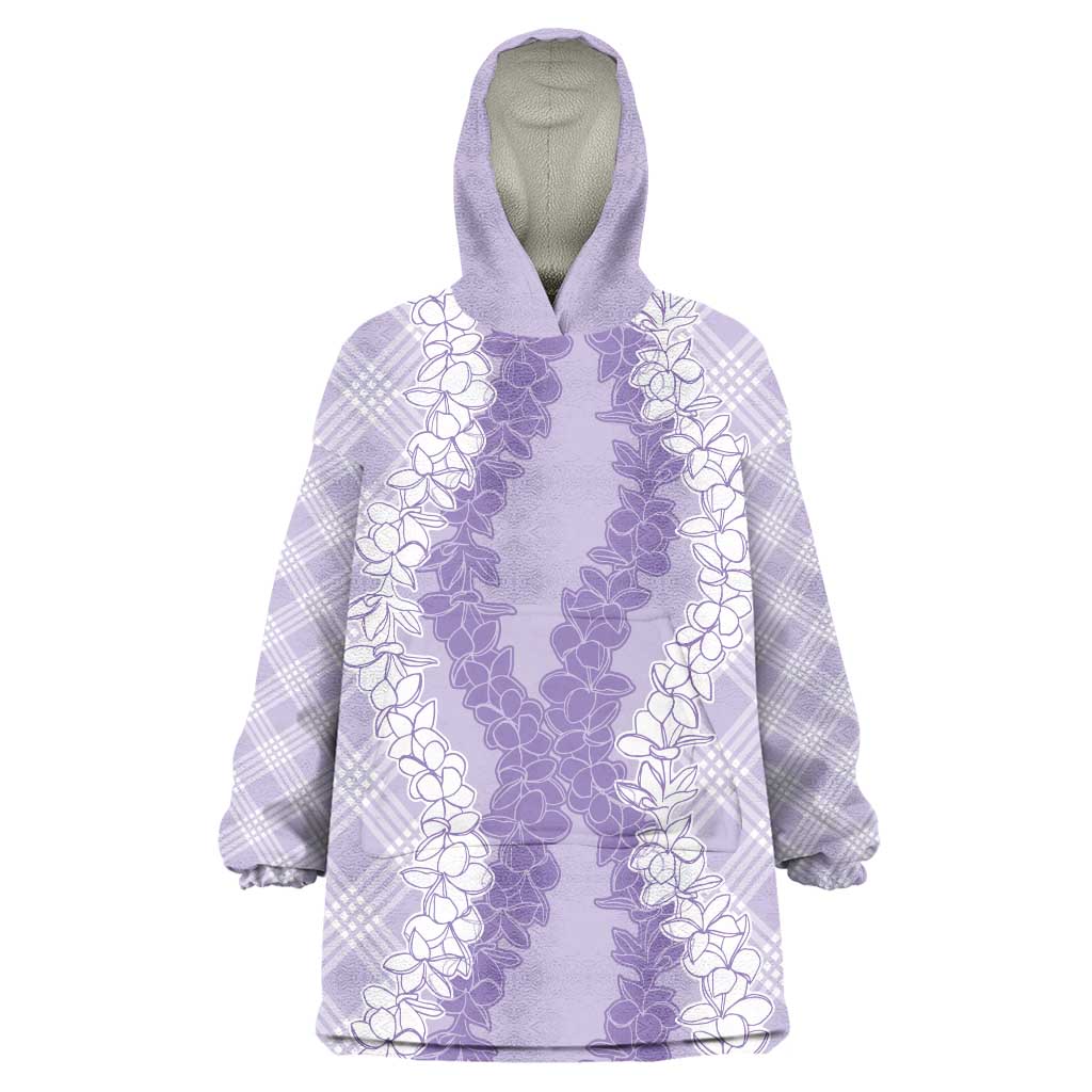 Hawaii Aloha Plumeria Lei Lavender Palaka Wearable Blanket Hoodie - Polynesian Pride
