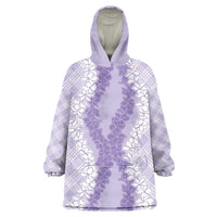 Hawaii Aloha Plumeria Lei Lavender Palaka Wearable Blanket Hoodie - Polynesian Pride