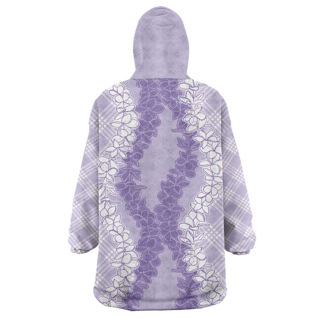 Hawaii Aloha Plumeria Lei Lavender Palaka Wearable Blanket Hoodie - Polynesian Pride