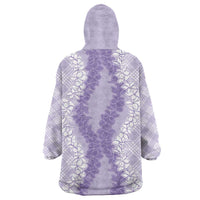 Hawaii Aloha Plumeria Lei Lavender Palaka Wearable Blanket Hoodie - Polynesian Pride