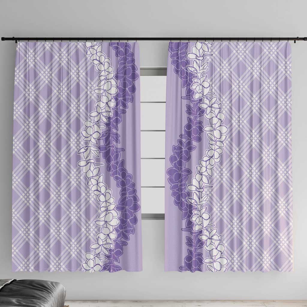 Hawaii Aloha Plumeria Lei Lavender Palaka Window Curtain - Polynesian Pride